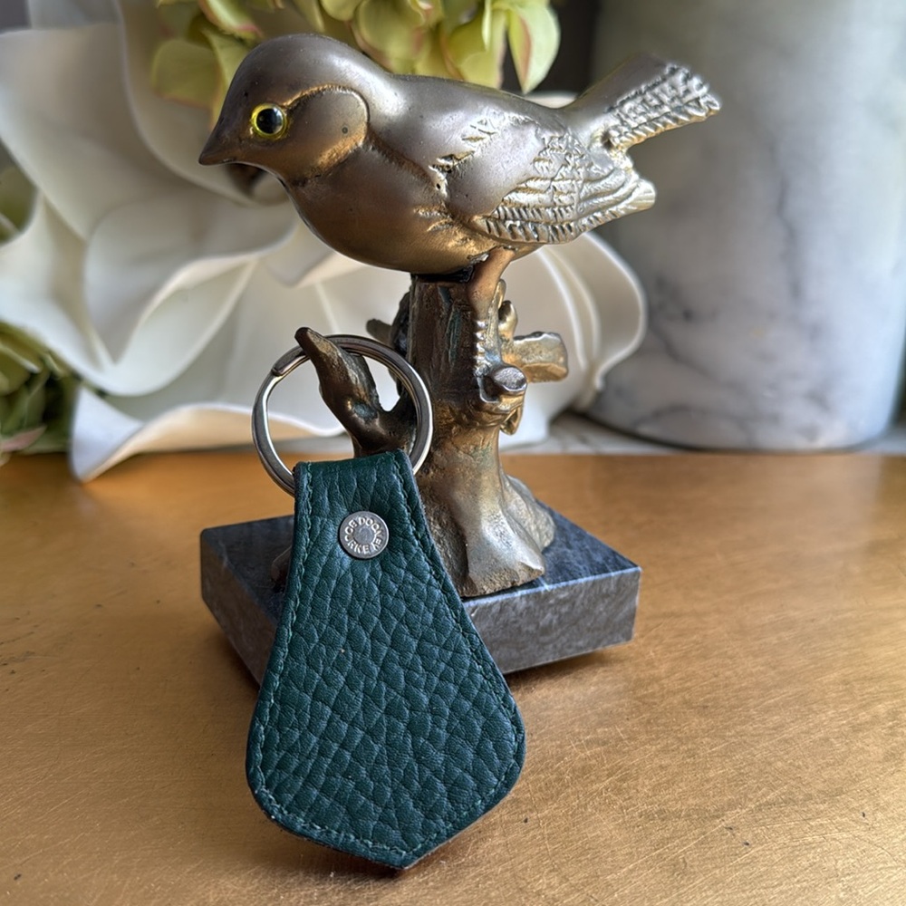 Dooney & Bourke Vintage Brass Keychain in Green and Brown Leather - Picture 3 of 7